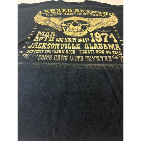 Lynyrd Skynyrd Alabama 1974 Music Rock Band Skull Wing Adult T Shirt Large Black - Picture 2 of 8